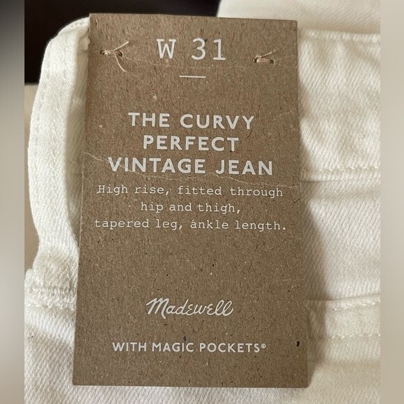 Madewell NWT Curvy Perfect Vintage Jeans Size 31 in Tile White High Rise - Picture 8 of 9
